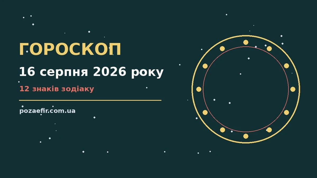 Гороскоп на 16 серпня 2026 року: головні підказки дня про шанси та застереження