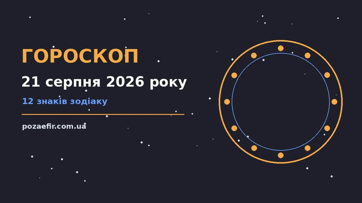 Гороскоп на 21 серпня 2026 року: головні підказки дня про шанси та застереження