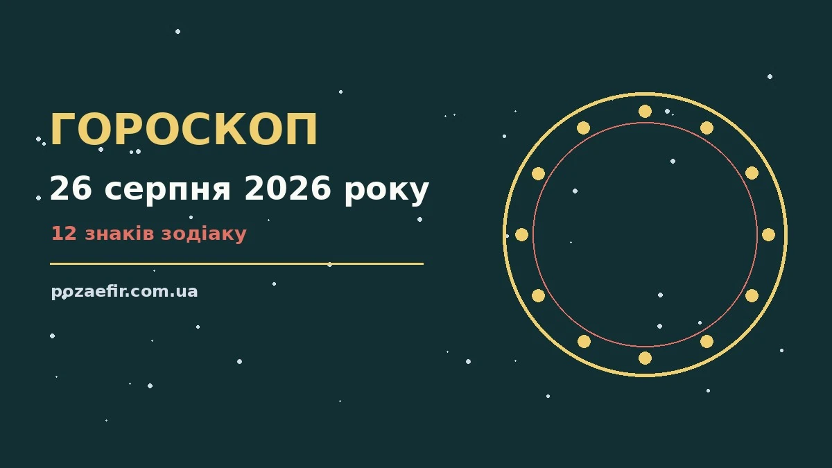 Зоряне небо над міською вежею у передсвітанкових барвах, символ щоденного гороскопу на 26 серпня 2026 року