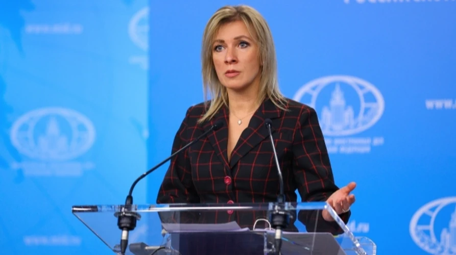 Марія Захарова під час брифінгу МЗС Росії.