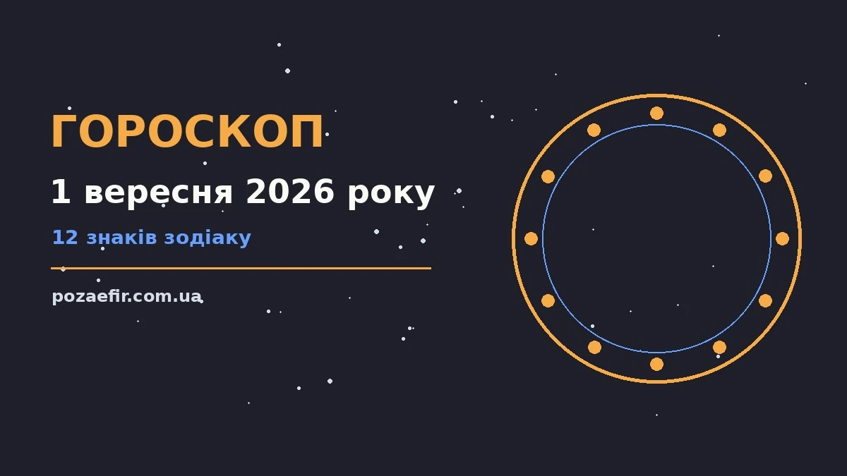 Гороскоп на 1 вересня 2026 року: головні підказки дня про шанси та застереження