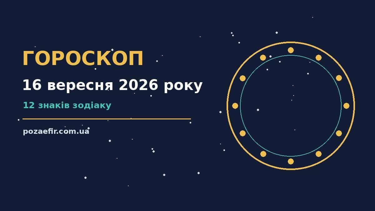 Гороскоп на 16 вересня 2026 року: головні підказки дня про шанси та застереження