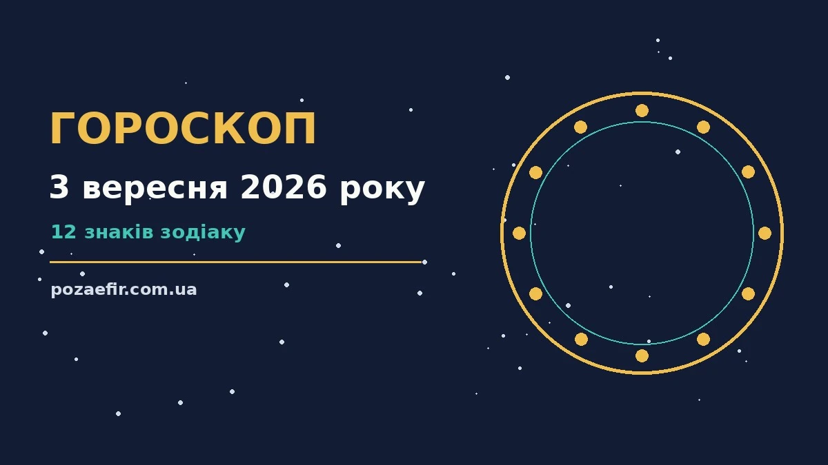 Гороскоп на 3 вересня 2026 року: головні підказки дня про шанси та застереження