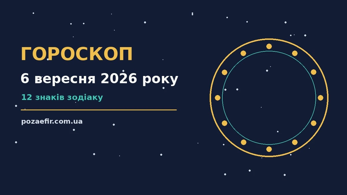Гороскоп на 6 вересня 2026 року: головні підказки дня про шанси та застереження