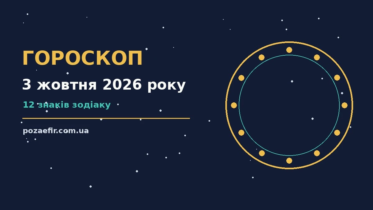 Гороскоп на 3 жовтня 2026 року: головні підказки дня про шанси та застереження