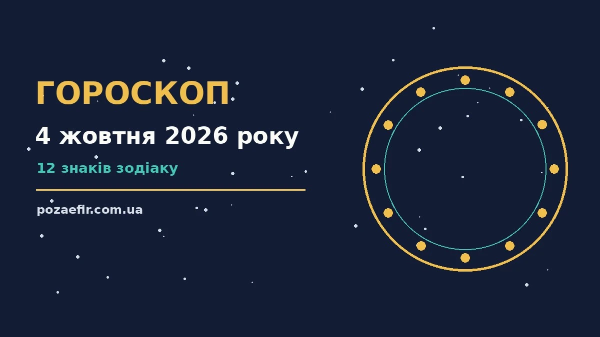 Гороскоп на 4 жовтня 2026 року: головні підказки дня про шанси та застереження